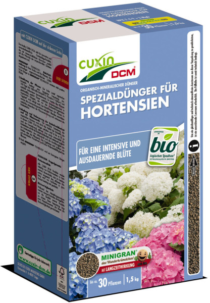 Cuxin DCM Spezialdünger für Hortensien Minigran 1,5kg Streuschachtel