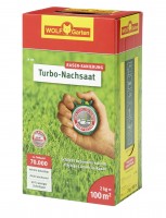 Produktbild von Wolf-Garten LR 100 Turbo-Nachsaat für 100qm, 2, kg Verpackung mit Hinweisen zu Keimgarantie, Belastbarkeit, Wachstumseigenschaften und...