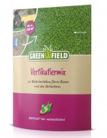 Produktbild von Greenfield Vertikutiermix Mantelsaat Vital zur Rasenwiederherstellung in einer Verpackung mit Rasenbilder und Markenlogo.
