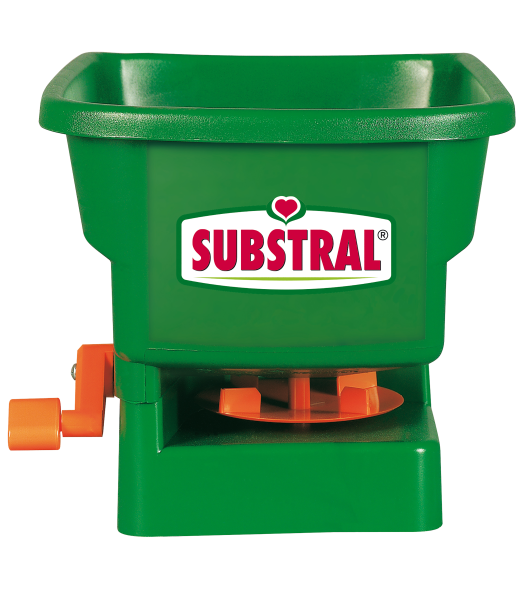 Produktbild von Substral HandyGreen Universal-Handstreuer in Grün mit orange farbenen Details und Markenlogo