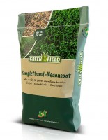 Produktbild von Greenfield Komplettsaat-Neuansaat Mantelsaat Vital Rasensamen Verpackung mit Informationen zur Anwendung und Flächenabdeckung in deutscher... Produktbild von Greenfield Komplettsaat-Neuansaat Mantelsaat Vital Rasensamen Verpackung mit Informationen zur Anwendung und Flächenabdeckung in deutscher Sprache.