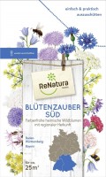 Produktbild von ReNatura Blütenzauber Regional für Süddeutschland mit Darstellung verschiedener Wildblumen Illustrationen, einer Deutschlandkarte die...